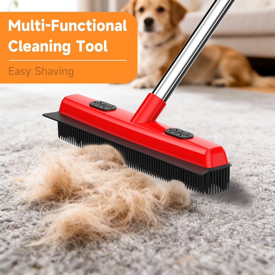 Paws & Palz Pet Carpet Hair Removal Broom 2-in-1 Hair Remover & Squeegee For Carpets Easy To Use Versatile Cleaning Tool For Pet Owners - Shedding Grooming Kit
