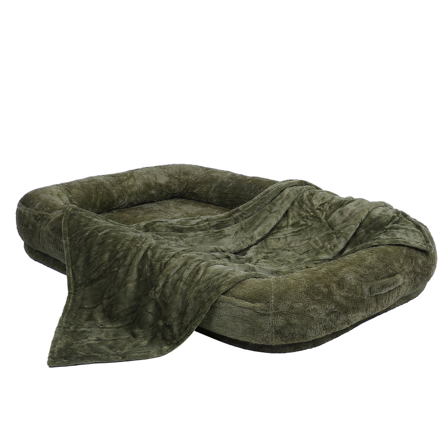 Paws & Palz Human Dog Bed 71x47x12in Washable Extra Large Comfortable Pet Bed With Soft Blanket For Sleeping