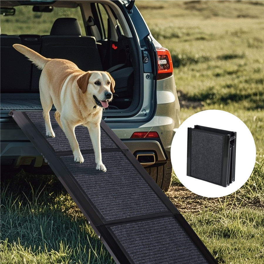 Paws & Palz Dog Ramp For Car 65x17 Large Folding Pet Stair Ramps For Truck, SUV, With Non-Slip Surface, Up To 250LBS, Outdoor Dog Car Ramp For Medium  Large Dogs, Portable Pet Steps