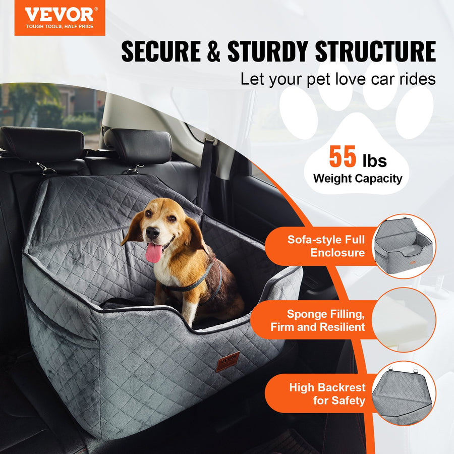 Paws & Palz Dog Booster Car Seat Pet Car Seat For Medium Large Dog Up To 55 Lbs Gray