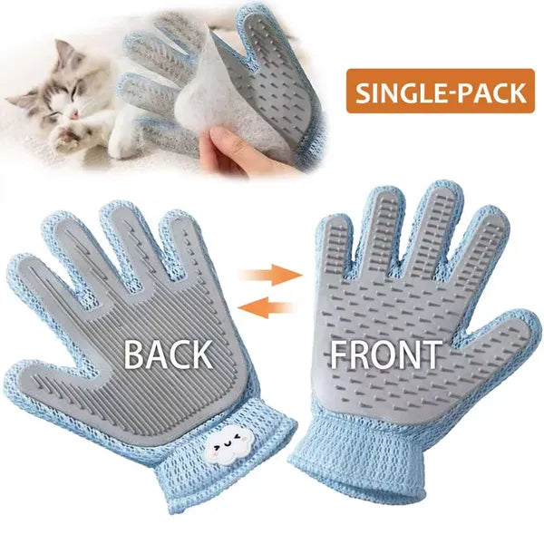 Paws & Palz 2-in-1 Pet Grooming Glove - Double-Sided Deshedding & Massage Brush For Cats Or Dogs, Removes Loose Hair From Fur & Furniture, Ultra-Soft Easy-Clean Mitt-single Glove